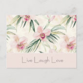 Carte Postale Fleurs d'orchidée rose blush vert Amour (Devant)