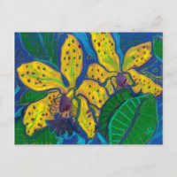 Fleurs d'orchidées jaunes, Peinture pastel Art Flo