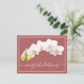 Carte Postale Fleurs d'orchidées Saumons Arrière - plans Félicit (Debout devant)