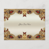 Carte postale Fleurs Dorées Pierre Précieuse Rouge (Devant)