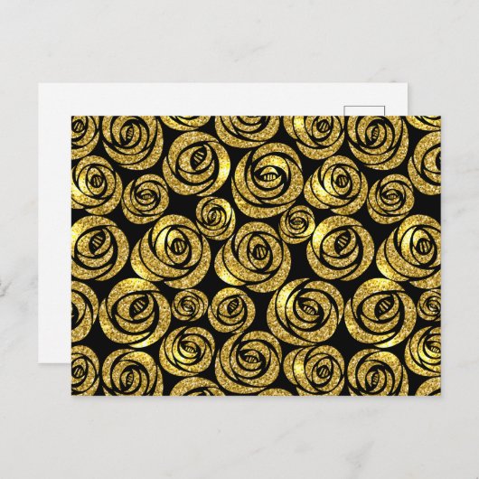 Carte Postale Fleurs dorées sur fond noir (Devant / Derrière)