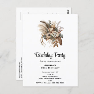 Carte Postale Fleurs élégantes Folithe et Feather Anniversaire