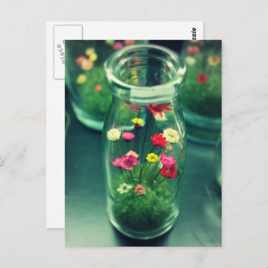 Carte Postale Fleurs en bouteille (Devant / Derrière)