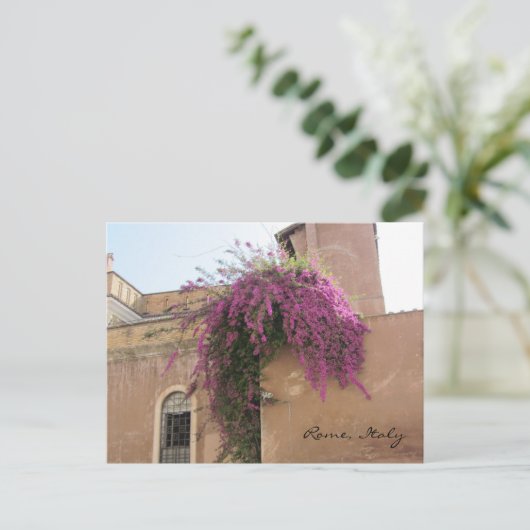 Carte Postale Fleurs en cascade sur un bâtiment ancien (Debout devant)
