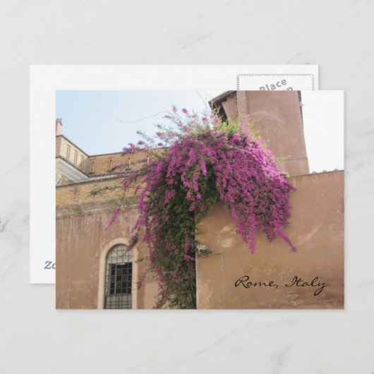 Carte Postale Fleurs en cascade sur un bâtiment ancien (Devant / Derrière)