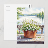 Carte Postale Fleurs en pot de cuivre sur Lakehouse Deck (Devant / Derrière)