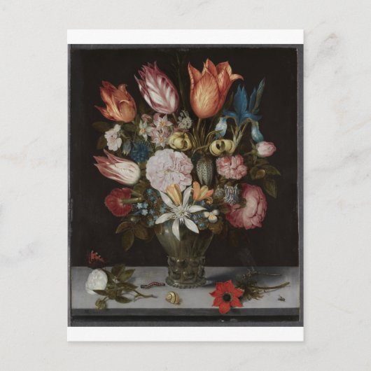 Carte Postale Fleurs en verre, Ambrosius Bosschaert, Huile (Devant)