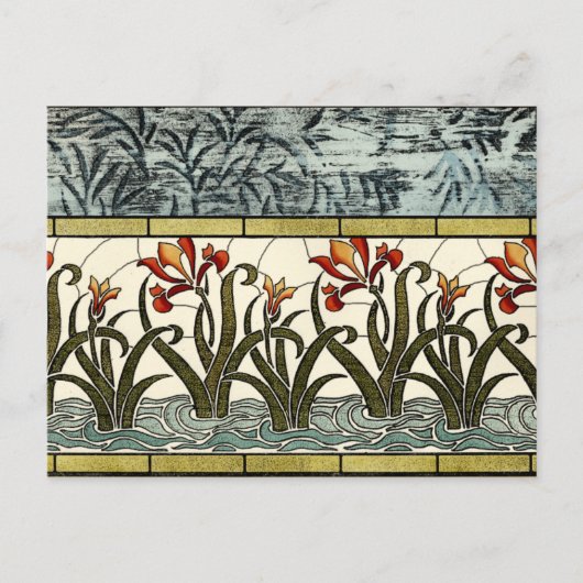 Carte Postale Fleurs en verre tendu avec bordure en tan (Devant)