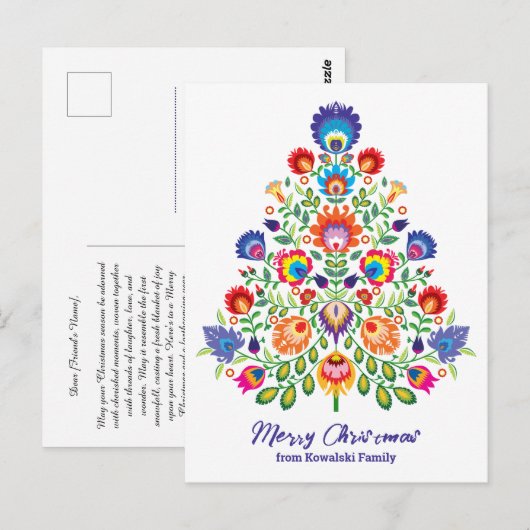 Carte Postale Fleurs enchantées : une tapisserie de Noël emprein (Devant / Derrière)