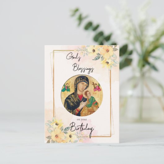 Carte Postale Fleurs ensoleillées et heureuses pour un anniversa (Debout devant)