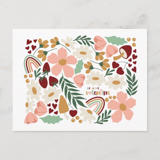 Carte Postale Fleurs et arcs-en-ciel Valentine (Devant)