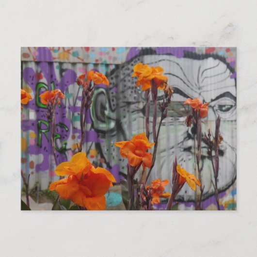 Carte Postale Fleurs et art de rue en Valparaiso, Chili (Devant)