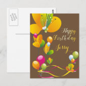 Carte Postale Fleurs et ballons colorés Anniversaire (Devant / Derrière)
