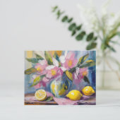 Carte Postale Fleurs et citrons Vie morte moderne (Debout devant)