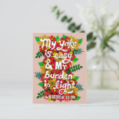 Carte Postale Fleurs Et Feuille Doodle Typographie Bible Verse (Debout devant)