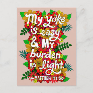 Carte Postale Fleurs Et Feuille Doodle Typographie Bible Verse