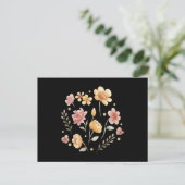 Carte Postale Fleurs et feuilles fleuries aquarelle (Debout devant)