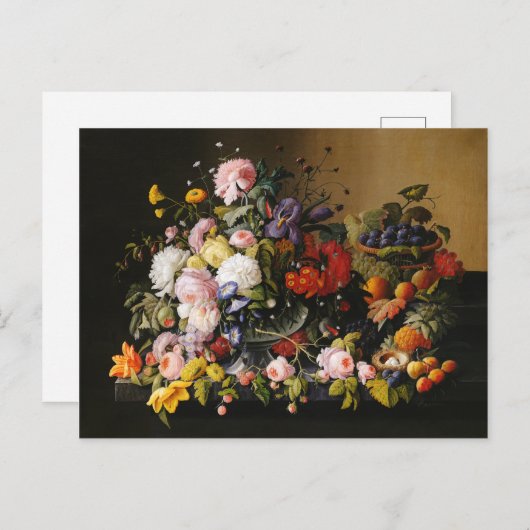 Carte Postale Fleurs et fruits de Severin Roesen (Devant / Derrière)