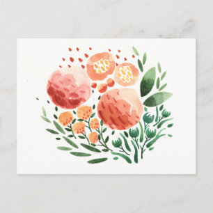 Carte postale Fleurs et Motif Aquarelle