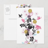 Carte Postale Fleurs et oiseaux japonais (Devant / Derrière)
