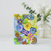 Carte Postale Fleurs et papillons (Debout devant)
