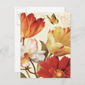 Carte Postale Fleurs et papillons (Devant / Derrière)