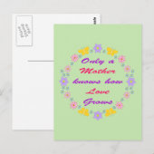 Carte Postale Fleurs et papillons de la fête des mères (Devant / Derrière)