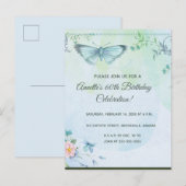 Carte Postale Fleurs et papillons modifiables Invitation d'anniv (Devant / Derrière)