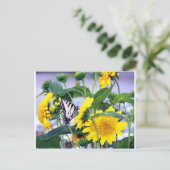 Carte Postale Fleurs et papillons - Queue d'avale (Debout devant)