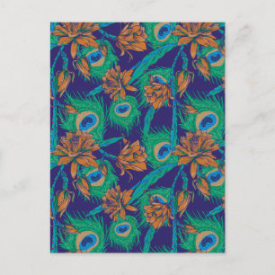 Carte Postale Fleurs Et Plumes