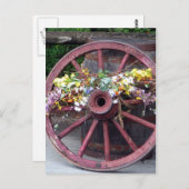 Carte Postale Fleurs et roue en Wagon (Devant / Derrière)