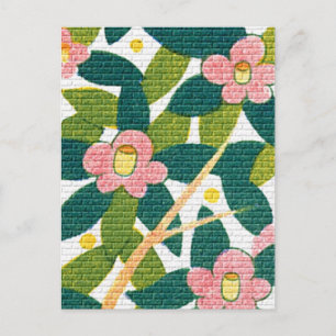 Carte Postale Fleurs et Vignes Élégantes