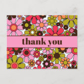 Carte Postale Fleurs Fleuries Rétro Groovy 60s 70s Merci (Devant)
