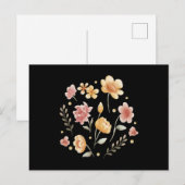 Carte Postale Fleurs florales et aquarelle feuille (Devant / Derrière)