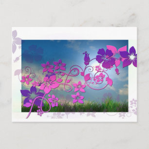 Carte Postale Fleurs florales Printemps Été Paix Aimer Destinée