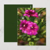 Carte Postale Fleurs florales rose foncé Dahlia Vert (Devant / Derrière)