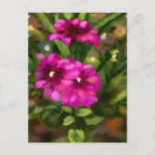Carte Postale Fleurs florales rose foncé Dahlia Vert (Devant)