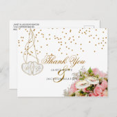 Carte Postale Fleurs florales roses - Merci (Devant / Derrière)