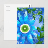 Carte Postale Fleurs florales Turquoises blanches (Devant / Derrière)