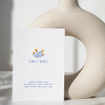 Carte Postale Fleurs Folk Minimalistes Bleu Jaune Enregistrer La<br><div class="desc">Fleurs folkloriques Scandi minimalistes en mariage bleu et jaune Enregistrer la date Carte postale</div>