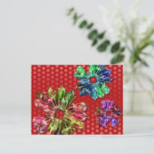 Carte Postale Fleurs fractales abstraites 2D | points rouges (Debout devant)