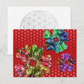 Carte Postale Fleurs fractales abstraites 2D | points rouges (Devant / Derrière)