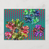 Carte Postale Fleurs fractales abstraites 2D | points rouges ver (Devant)