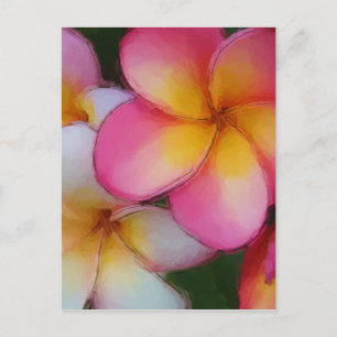 Carte Postale Fleurs Frangipani Plumeria roses