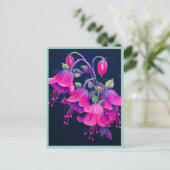 CARTE POSTALE FLEURS FUCHSIA #1 (Debout devant)