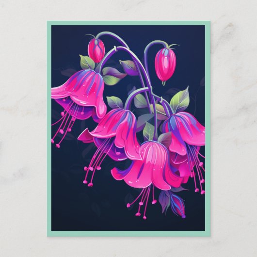 CARTE POSTALE FLEURS FUCHSIA #1 (Devant)