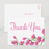 Carte Postale Fleurs Fuchsia Merci Rose Et Blanc Floral (Devant / Derrière)