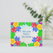 Carte Postale Fleurs hawaïennes Frontière Réunion familiale (Debout devant)