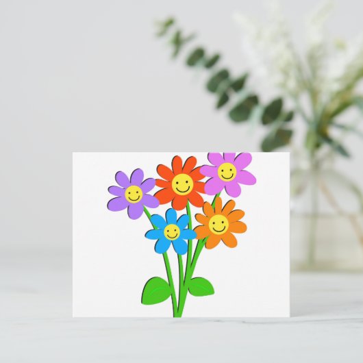 Carte Postale Fleurs Heureuses (Debout devant)