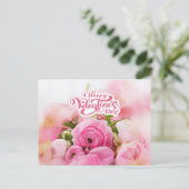 Carte Postale Fleurs Heureuses Saintes-Valentin roses (Debout devant)